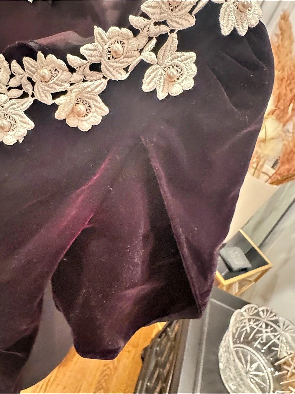 Cachet by Bari Protas Velvet Floral Maxi Dress Size 13/14 - Picture 6 of 9